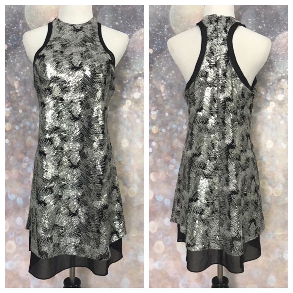 REVOLVE NBD Whitney Black & Silver Dress 00780